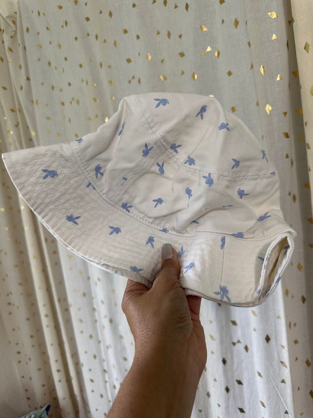 PacSun 100% Cotton All Over Mini Pastel Blue Playboy Bunny Bucket Hat OS